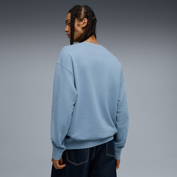 WARDROBE ESSENTIALS Men's Relaxed Crew, Cool Blue, extralarge