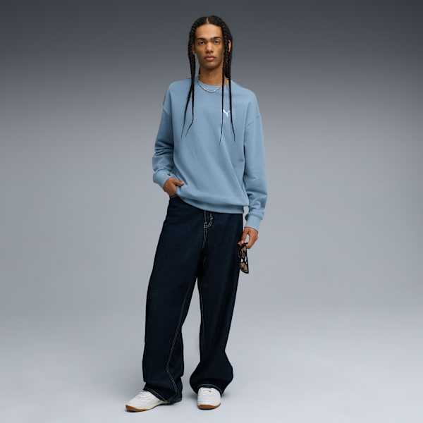 WARDROBE ESSENTIALS Men's Relaxed Crew, Cool Blue, extralarge