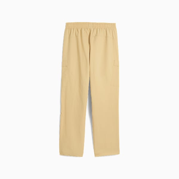 Beige PUMA trousers with side pockets and elastic waistband for adults.