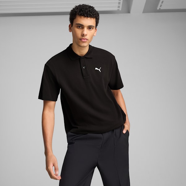WARDROBE ESS Men's Pique Relaxed Polo, PUMA Black, extralarge