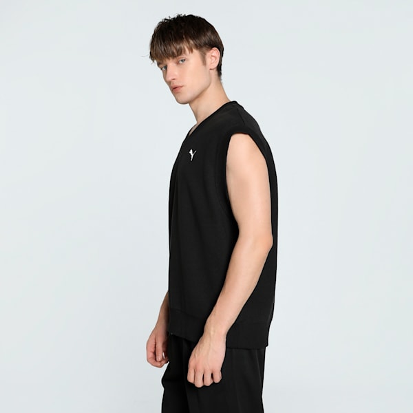 WARDROBE Essentials Men's Relaxed Fit Vest, PUMA Black, extralarge-IND