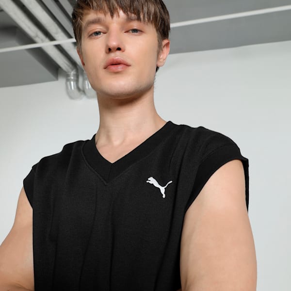 WARDROBE Essentials Men's Relaxed Fit Vest, PUMA Black, extralarge-IND