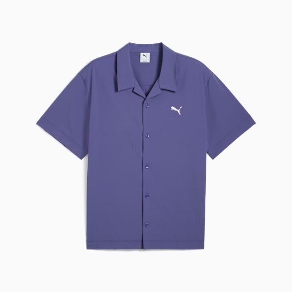 Camisa holgada WARDROBE Essentials Cloqué para hombre, Blue Crystal, extralarge