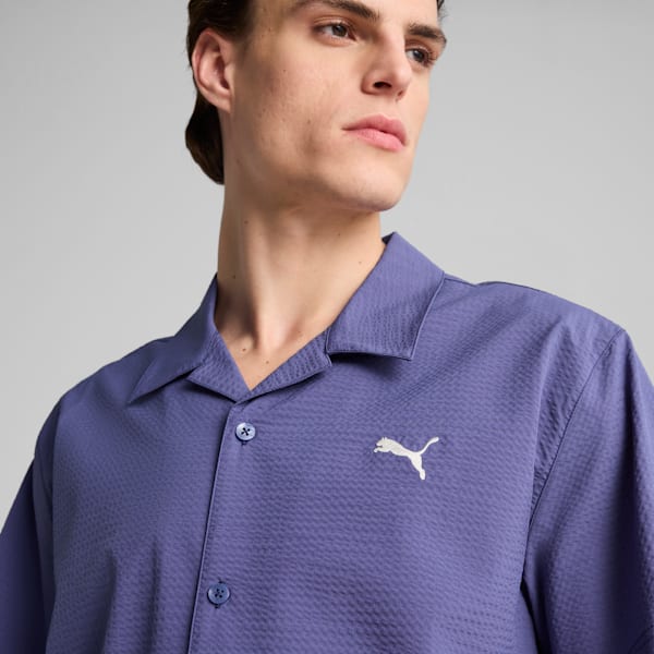Camisa holgada WARDROBE Essentials Cloqué para hombre, Blue Crystal, extralarge