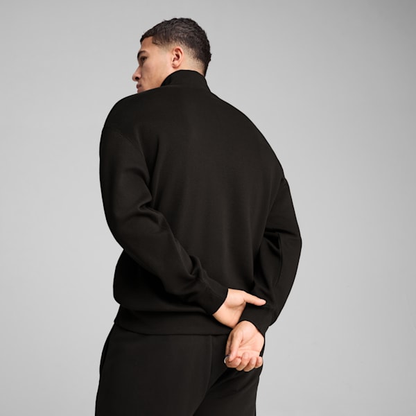 WARDROBE ESSENTIALS Men's Relaxed Half-Zip Crew, PUMA Black, extralarge