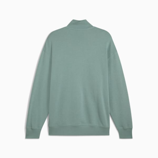 WARDROBE ESSENTIALS Men's Relaxed Half-Zip Crew, Green Moon, extralarge