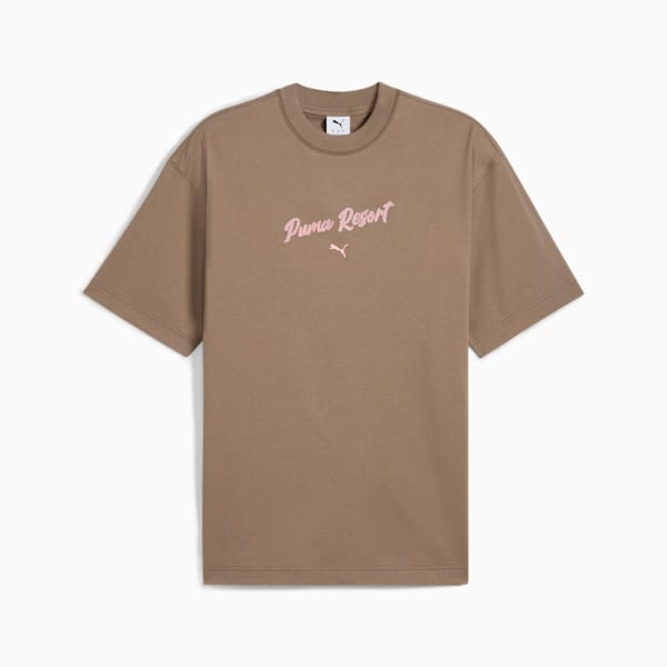 Playera estampada oversized para mujer PREMIUM ESSENTIALS, Totally Taupe, extralarge