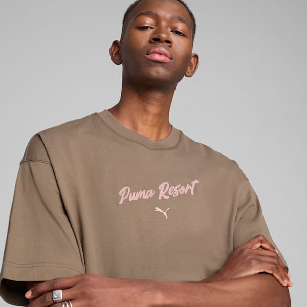 Playera estampada oversized para mujer PREMIUM ESSENTIALS, Totally Taupe, extralarge