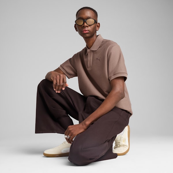Polo jacquard décontracté PREMIUM ESSENTIALS Homme, Totally Taupe, extralarge