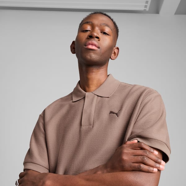 Polo jacquard décontracté PREMIUM ESSENTIALS Homme, Totally Taupe, extralarge