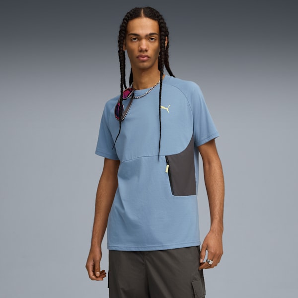 Playera PUMATECH Pocket para hombre, Cool Blue-Dusky Gray, extralarge