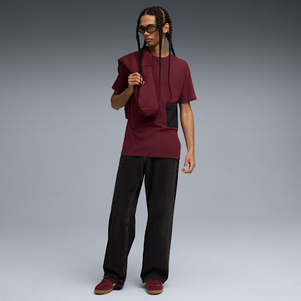 PUMATECH Men's Pocket Tee, Ruby Shimmer-PUMA Black, extralarge