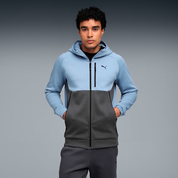 PUMATECH Full-Zip Men's Hoodie, Cool Blue-Dusky Gray, extralarge-IND