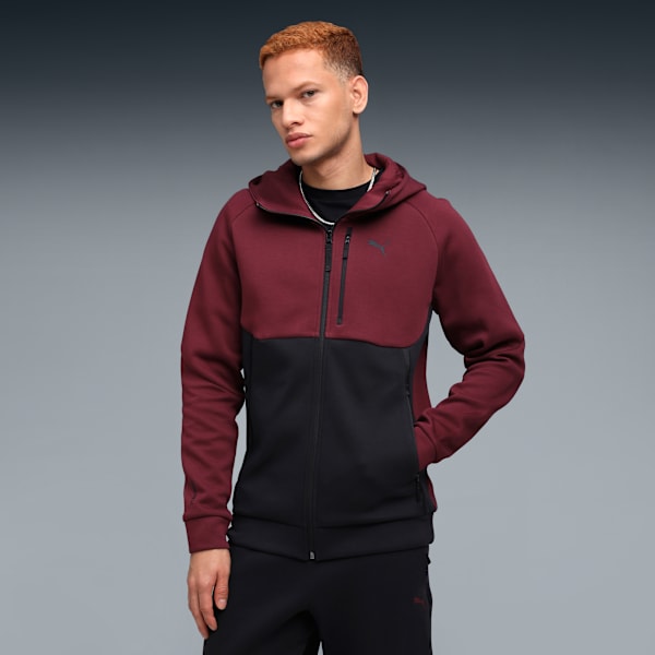 PUMATECH Full-Zip Men's Hoodie, Ruby Shimmer-PUMA Black, extralarge-IND