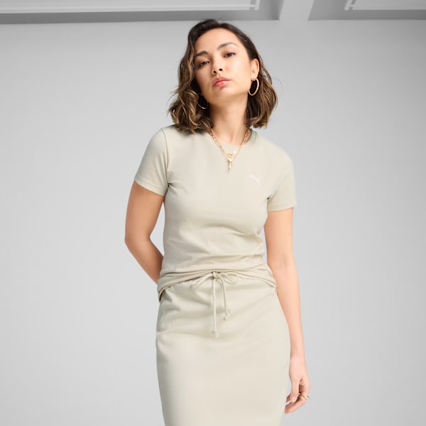 PUMA Wardrobe Essentials Women's Slim Tee, Alpine Snow, extralarge