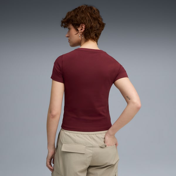 Playera semi-ajustada Essentials para mujer, Ruby Shimmer, extralarge