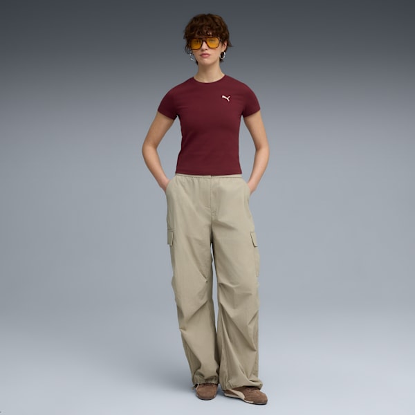 Playera semi-ajustada Essentials para mujer, Ruby Shimmer, extralarge