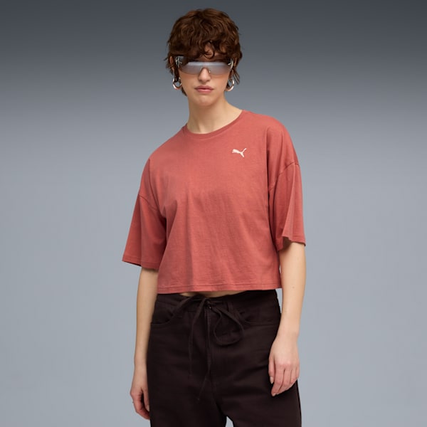 Playera corta WARDROBE Essentials para mujer, Exotic Red, extralarge