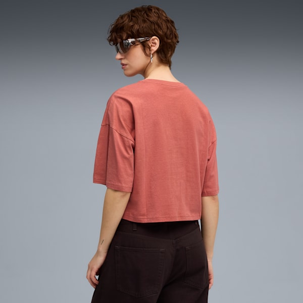 Playera corta WARDROBE Essentials para mujer, Exotic Red, extralarge