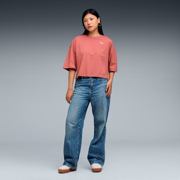 WARDROBE Essentials Women's Oversized Short Tee, Exotic Red, extralarge-IND