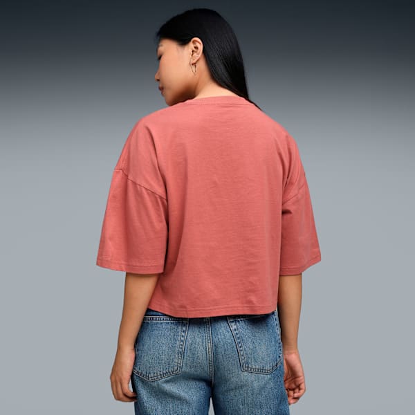 WARDROBE Essentials Women's Oversized Short Tee, Exotic Red, extralarge-IND