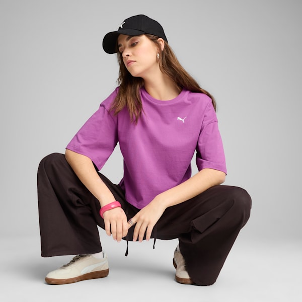 Wardrobe Essentials Women's Oversized Short Tee, Wild Berry, extralarge