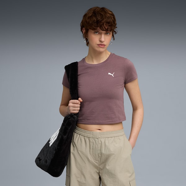 Playera corta WARDROBE Essentials para mujer, Raisin, extralarge
