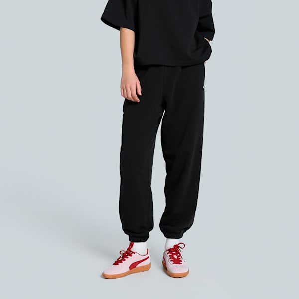 WARDROBE Essentials Women's Relaxed Fit Sweatpants, PUMA Black, extralarge-IND