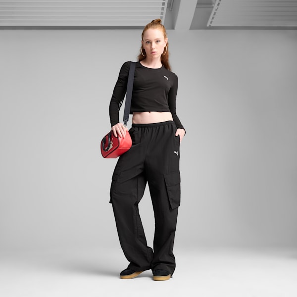 Wardrobe Essentials Women's Relaxed Woven Cargo Pants, PUMA Black, extralarge