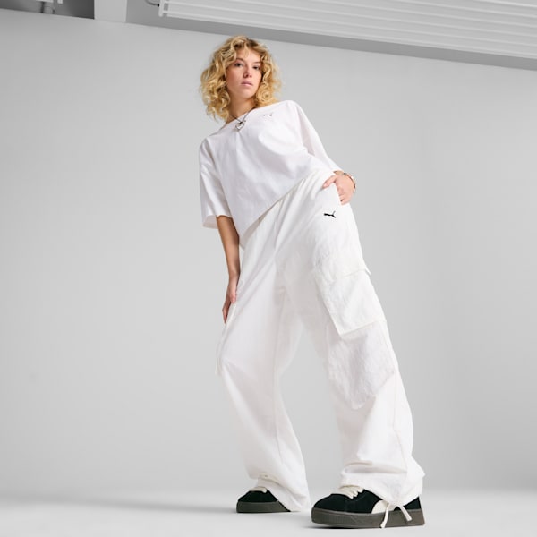Pants cargo WARDROBE Essentials para mujer, PUMA White, extralarge