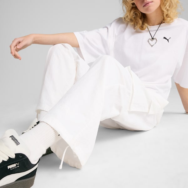 Pants cargo WARDROBE Essentials para mujer, PUMA White, extralarge
