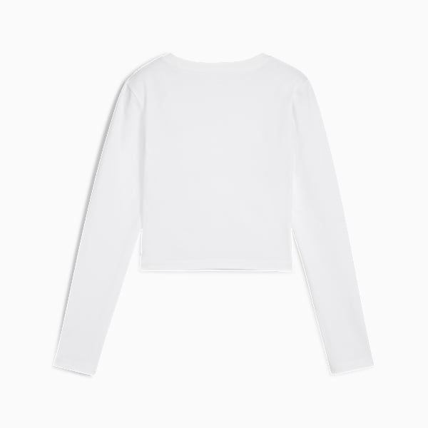Playera de manga larga WARDROBE Essentials para mujer, PUMA White, extralarge