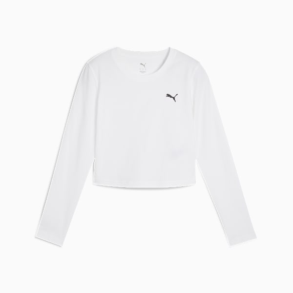 Playera de manga larga WARDROBE Essentials para mujer, PUMA White, extralarge