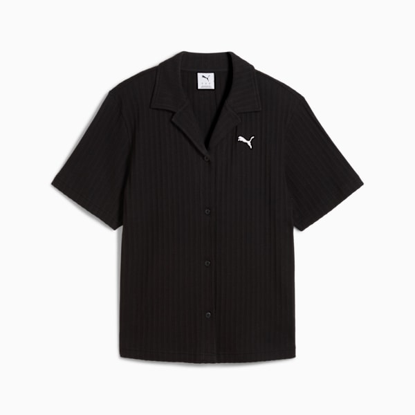 WARDROBE Essentials Shirt Pointelle Women, PUMA Black, extralarge