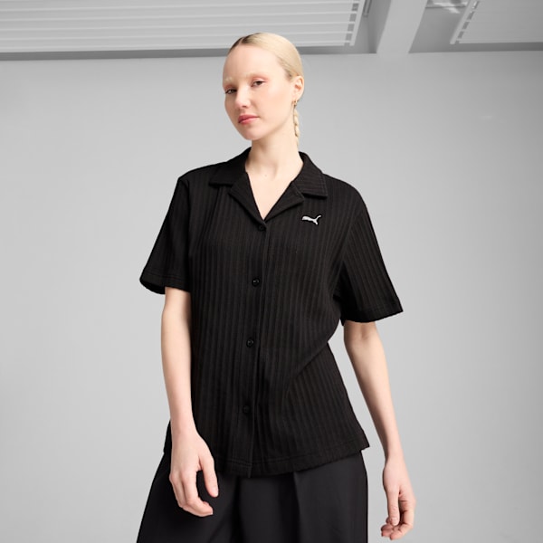 WARDROBE Essentials Shirt Pointelle Women, PUMA Black, extralarge