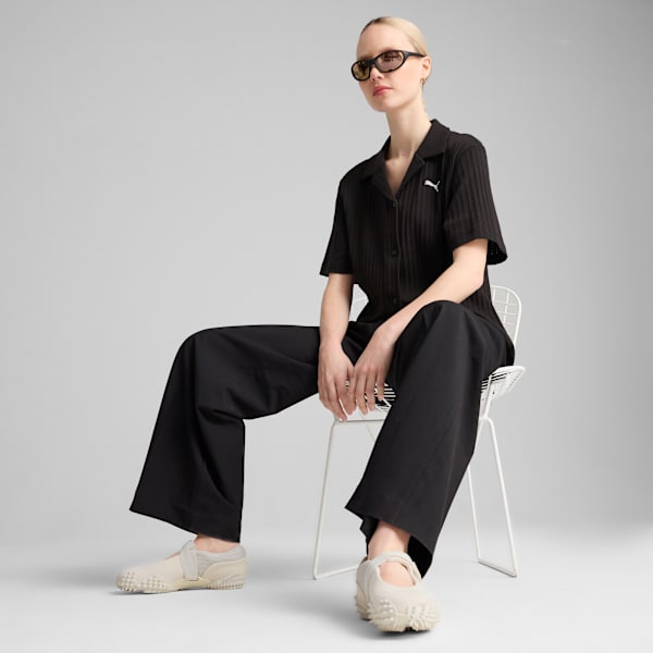 WARDROBE Essentials Shirt Pointelle Women, PUMA Black, extralarge