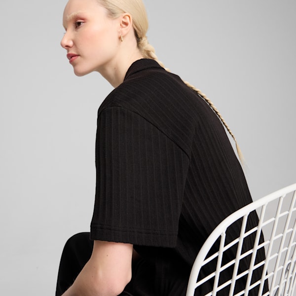 Camisa Pointelle para mujer WARDROBE ESSENTIALS, PUMA Black, extralarge