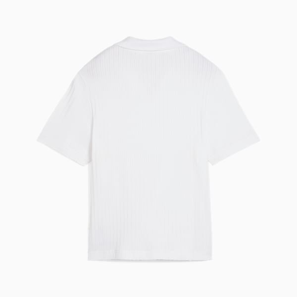 WARDROBE ESSENTIALS Women's Pointelle Shirt, PUMA White, extralarge