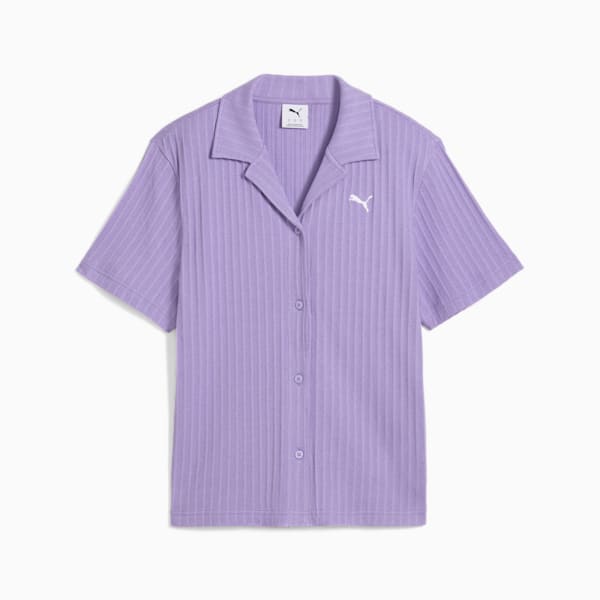 Camisa Pointelle para mujer WARDROBE ESSENTIALS, Lavender Alert, extralarge