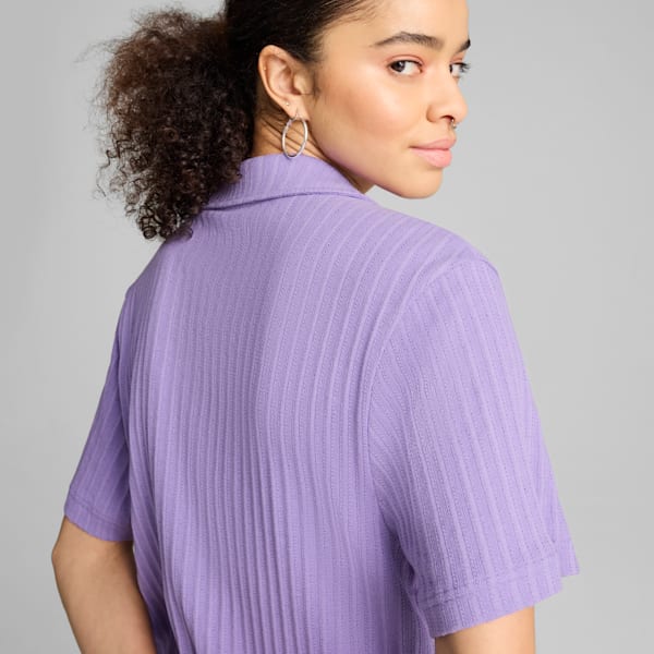Camisa Pointelle para mujer WARDROBE ESSENTIALS, Lavender Alert, extralarge