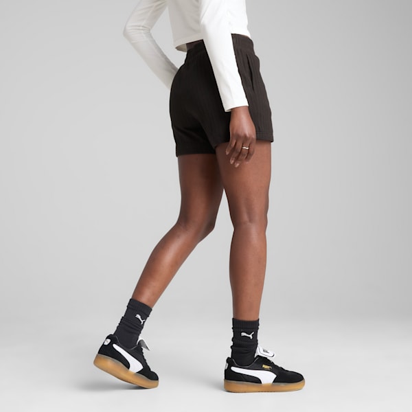 Shorts WARDROBE Essentials Pointelle 10cm para mujer, PUMA Black, extralarge