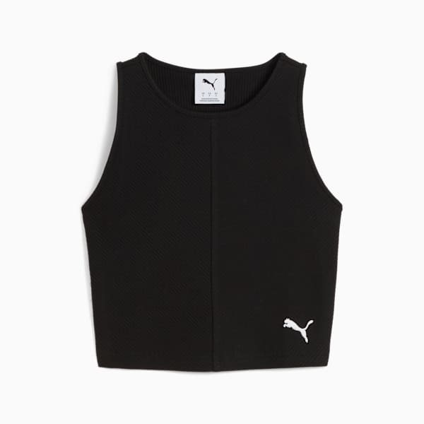 Haut court côtelé WARDROBE ESSENTIALS Femme, PUMA Black, extralarge