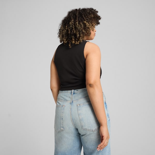 Wardrobe Essentials Women's Ribbed Crop Top, PUMA Black, extralarge