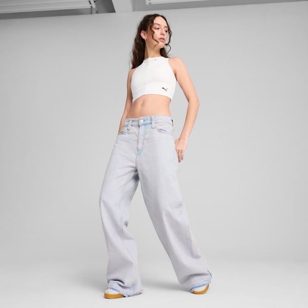 Wardrobe Essentials Women's Ribbed Crop Top, PUMA White, extralarge