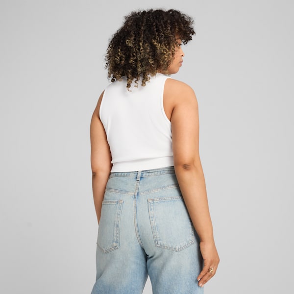 Wardrobe Essentials Women's Ribbed Crop Top, PUMA White, extralarge