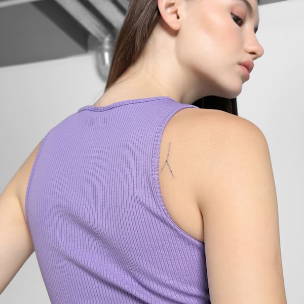 WARDROBE Essentials Women's Ribbed Crop Top, Lavender Alert, extralarge-IND