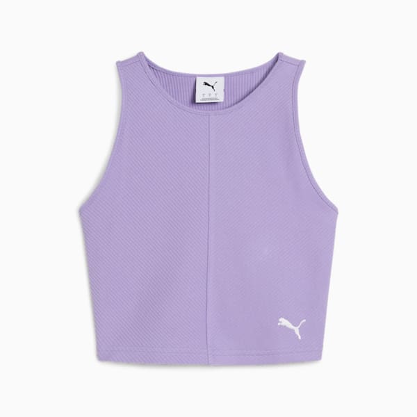 Wardrobe Essentials Women's Ribbed Crop Top, Lavender Alert, extralarge