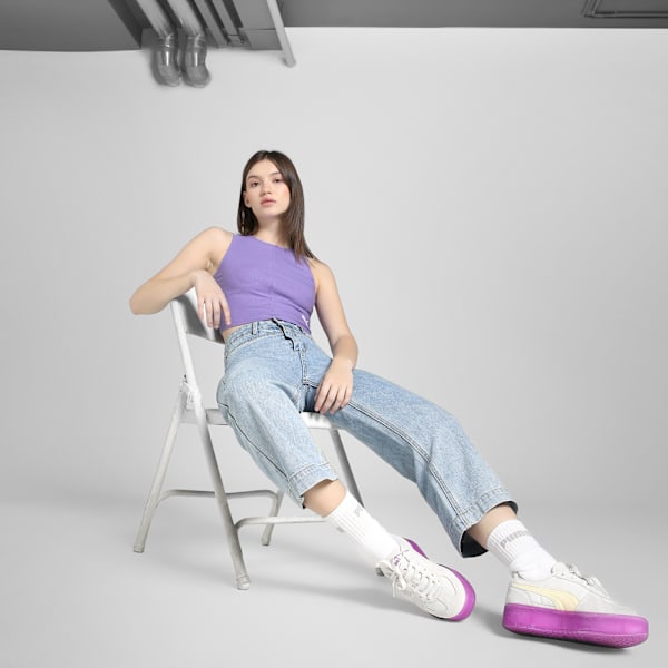 WARDROBE Essentials Women's Ribbed Crop Top, Lavender Alert, extralarge-IND