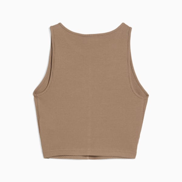 WARDROBE Essentials Women's Ribbed Crop Top, Totally Taupe, extralarge-IND
