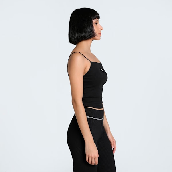 WARDROBE Essentials Women's Ribbed Tank Top, PUMA Black, extralarge-IND